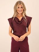 Suzy Cowl Neck Top - Mulberry