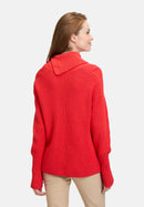 Chunky Polo Neck Jumper - Poppy Red