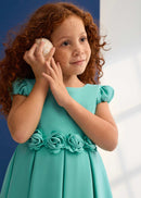 Crepe Flower Detail Dress - Aqua