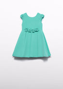 Crepe Flower Detail Dress - Aqua