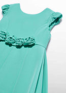 Crepe Flower Detail Dress - Aqua
