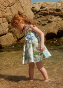 Stamp Mikado Dress - Sky Blue