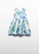 Stamp Mikado Dress - Sky Blue