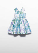 Stamp Mikado Dress - Sky Blue