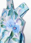 Stamp Mikado Dress - Sky Blue