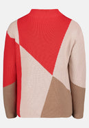 Graphic High Neck Jumper - Patch Red/nature