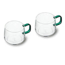 Glass Mug Set of 2 - Green Handle
