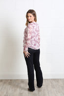 Anna Floral Print Frill Top - Blush