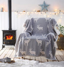 Sherpa Moose Fleece Throw - Grey
