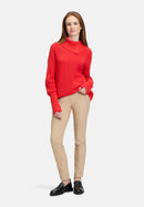 Chunky Polo Neck Jumper - Poppy Red