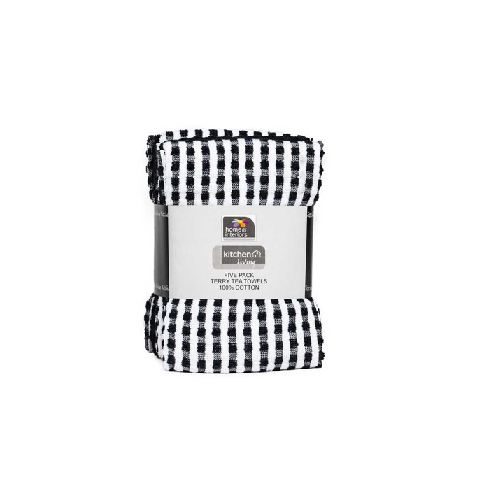 5pack Popcorn Tea Towel - Black