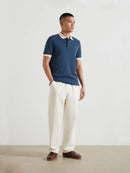 Clement Textured Polo Shirt - Aegean Blue