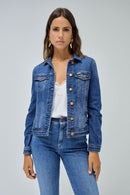 Slim Fit Denim Jacket  - Blue