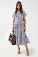 Short Sleeve Dress - Blue/white