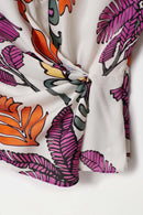 Satin Feel Print Blouse - Beige