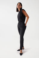 Shoulder Pads Sleeveless T-Shirt - Black