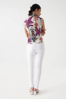 Satin Feel Print Blouse - Beige