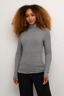Amma Turtle Neck T-Shirt - Black/white Stripe
