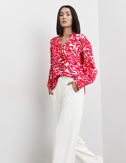 At The Riviera Print Blouse - Digital Red Print