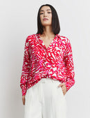 At The Riviera Print Blouse - Digital Red Print