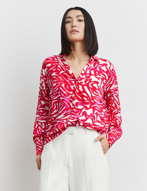 At The Riviera Print Blouse - Digital Red Print
