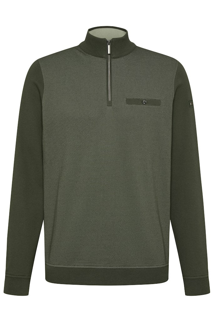 1/4 Zip 2 Tone Jumper - Moss