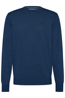 Round Neck Cotton Jumper - Navy Blue