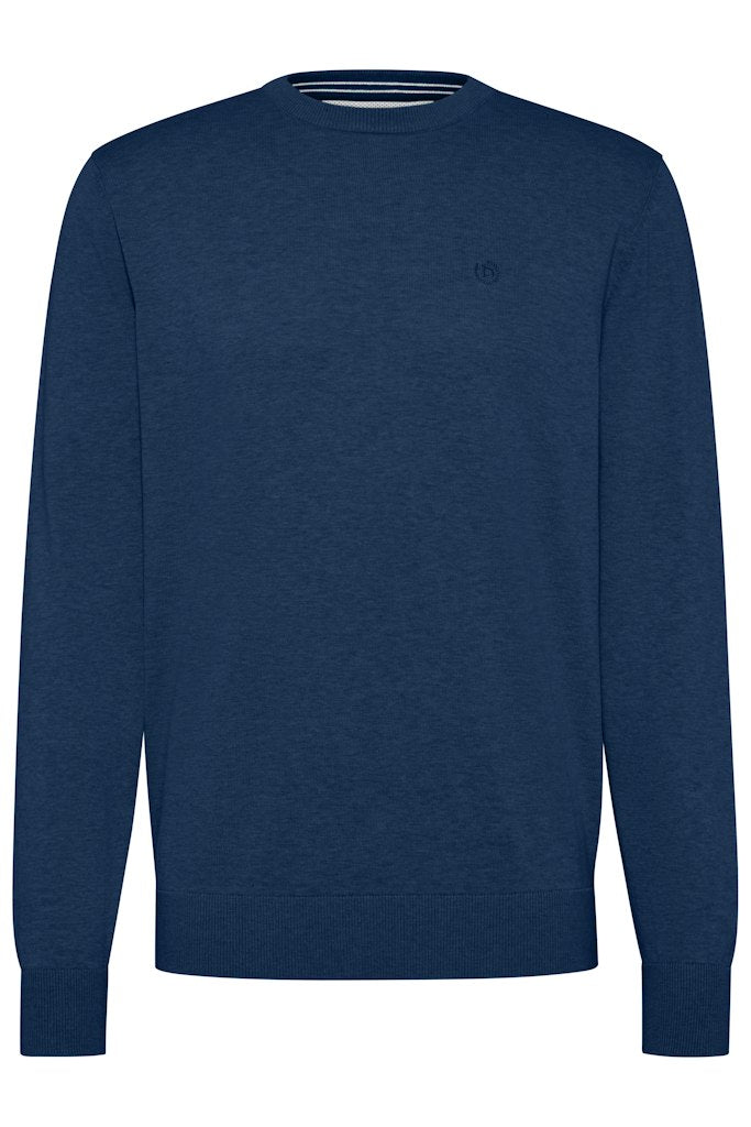 Round Neck Cotton Jumper - Navy Blue