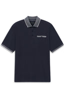 Tipped Short Sleeve Polo Shirt - Navy