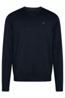 High V Neck Plain Jumper - Navy