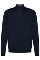 Bugatti Plain Troyer Zip Jumper - Navy