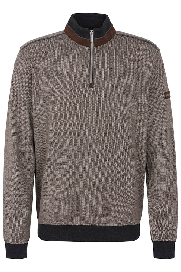 Bugatti Troyer Bugatti Pullover Herren Troyer Sweatshirt Brown