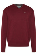 High V Neck Plain Jumper - Bordeaux