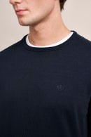 Plain Round Neck Jumper - Navy