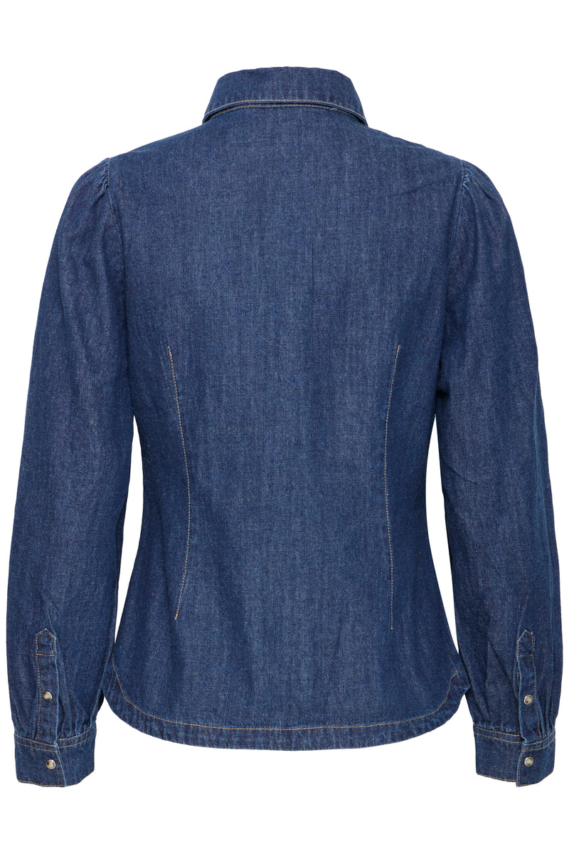 Luva Puff Shirt - Mid Blue Denim