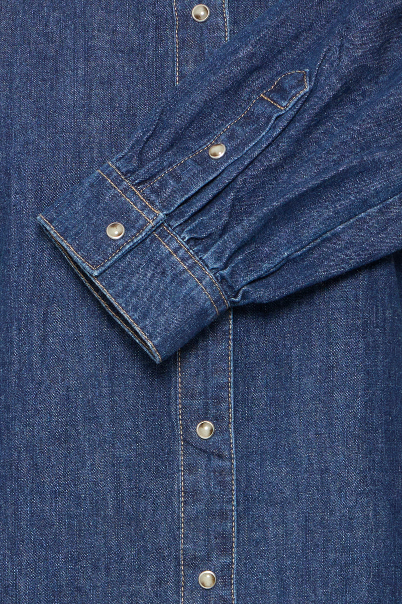 Luva Puff Shirt - Mid Blue Denim