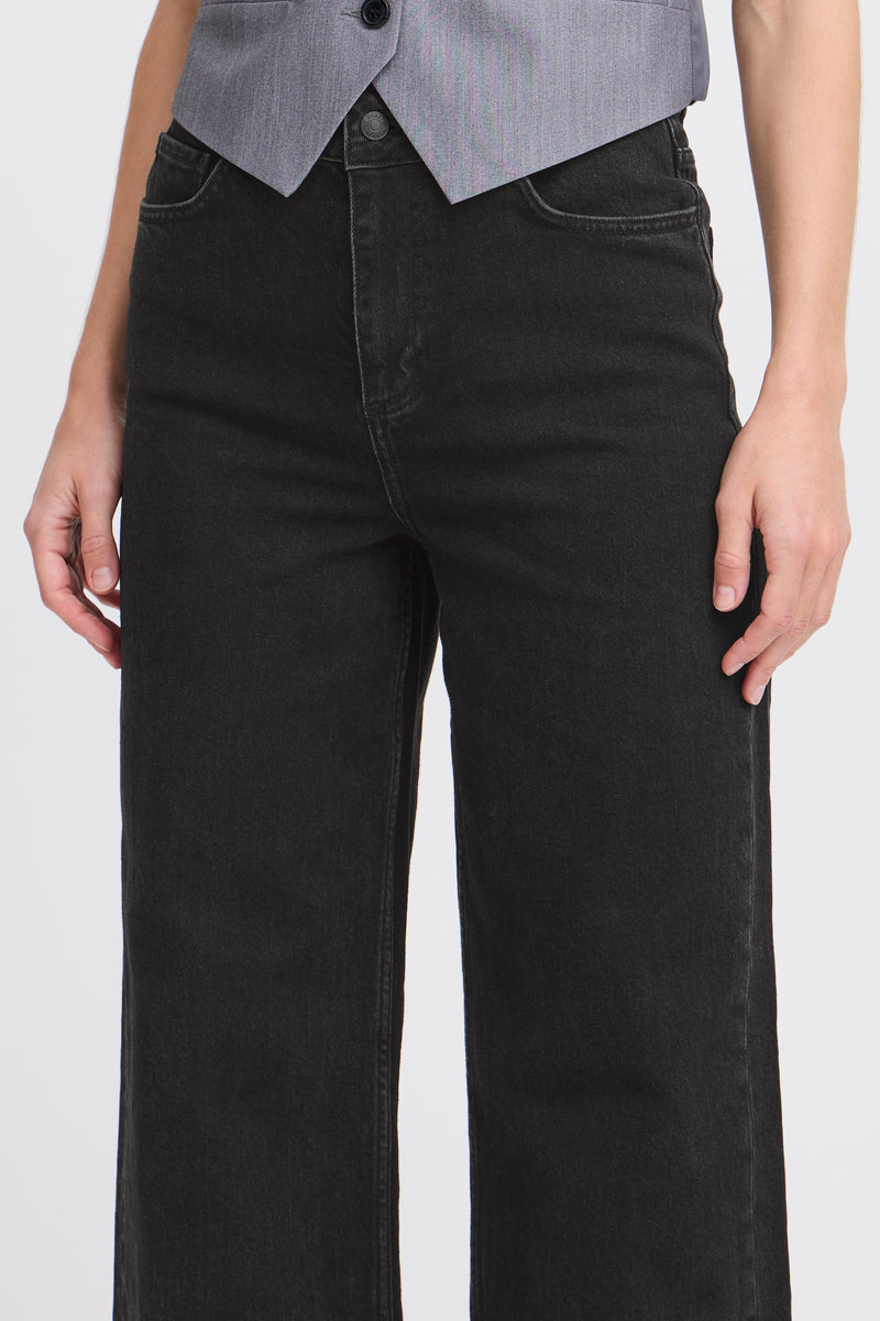 Lara Wide Jeans - Black Denim