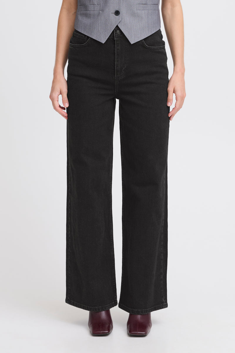 Lara Wide Jeans - Black Denim
