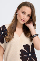 Omea V Neck Slipover - Fig Melange Flower