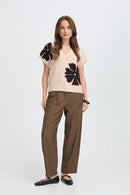 Omea V Neck Slipover - Fig Melange Flower