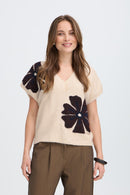 Omea V Neck Slipover - Fig Melange Flower