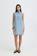 Kapuca Short Sleeve Dress - Light Blue Denim