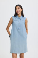 Kapuca Short Sleeve Dress - Light Blue Denim