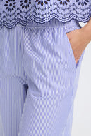 Inzi Trousers - Blue Embroidery