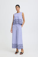 Inzi Trousers - Blue Embroidery