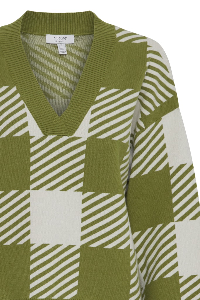 Miran Check V Neck Jumper - Woodbine