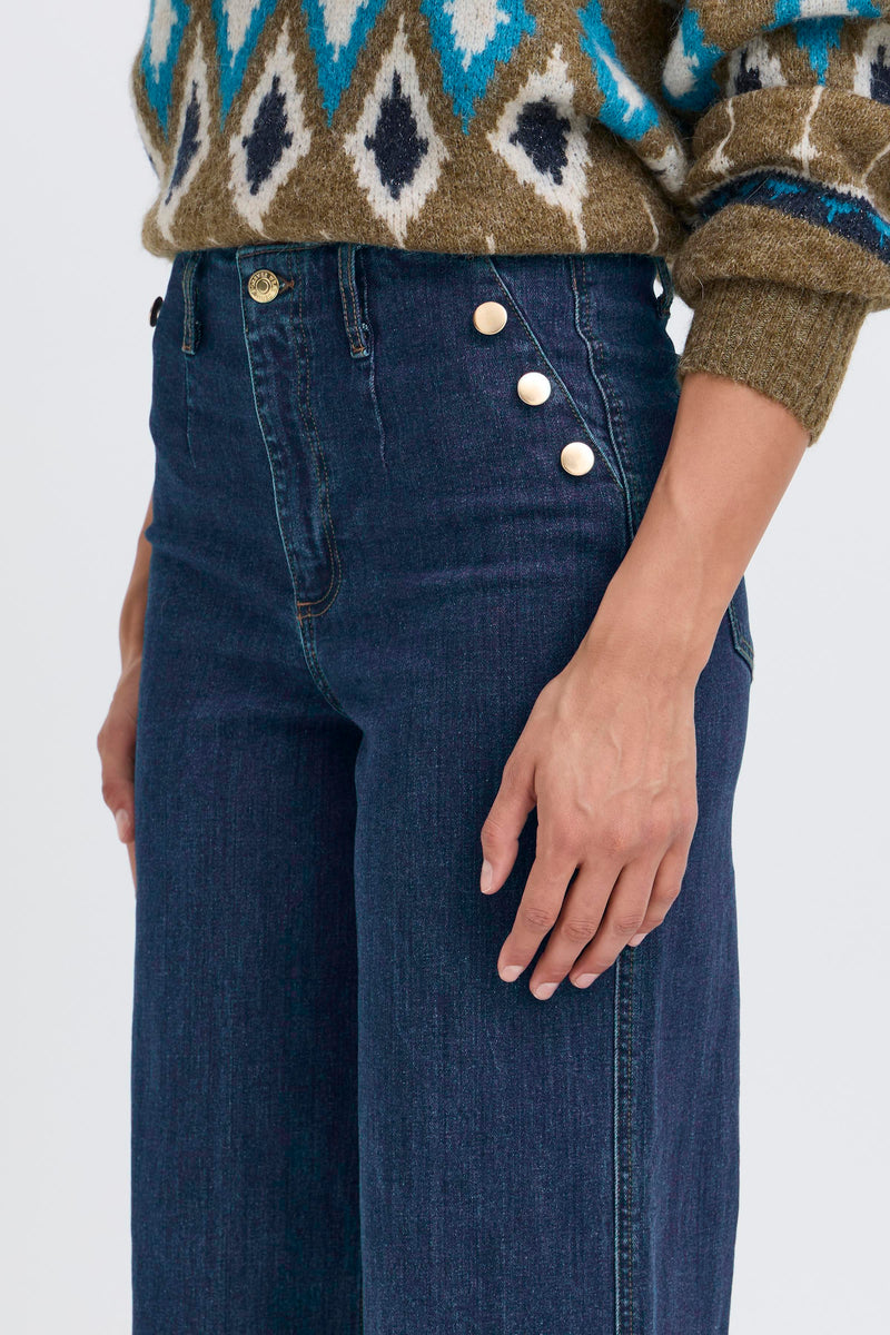 Komma Button Jeans - Dark Blue Denim