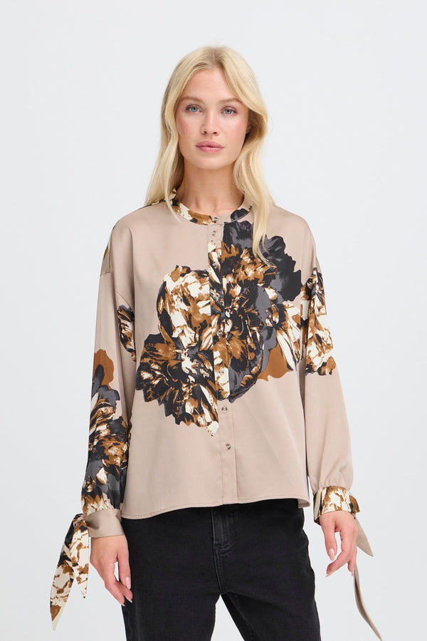 Jannike Bow Shirt Blouse - String Mega Flower