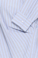 Hene Wrap Shirt - Chambray Blue Stripe