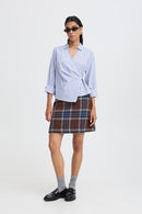 Hene Wrap Shirt - Chambray Blue Stripe